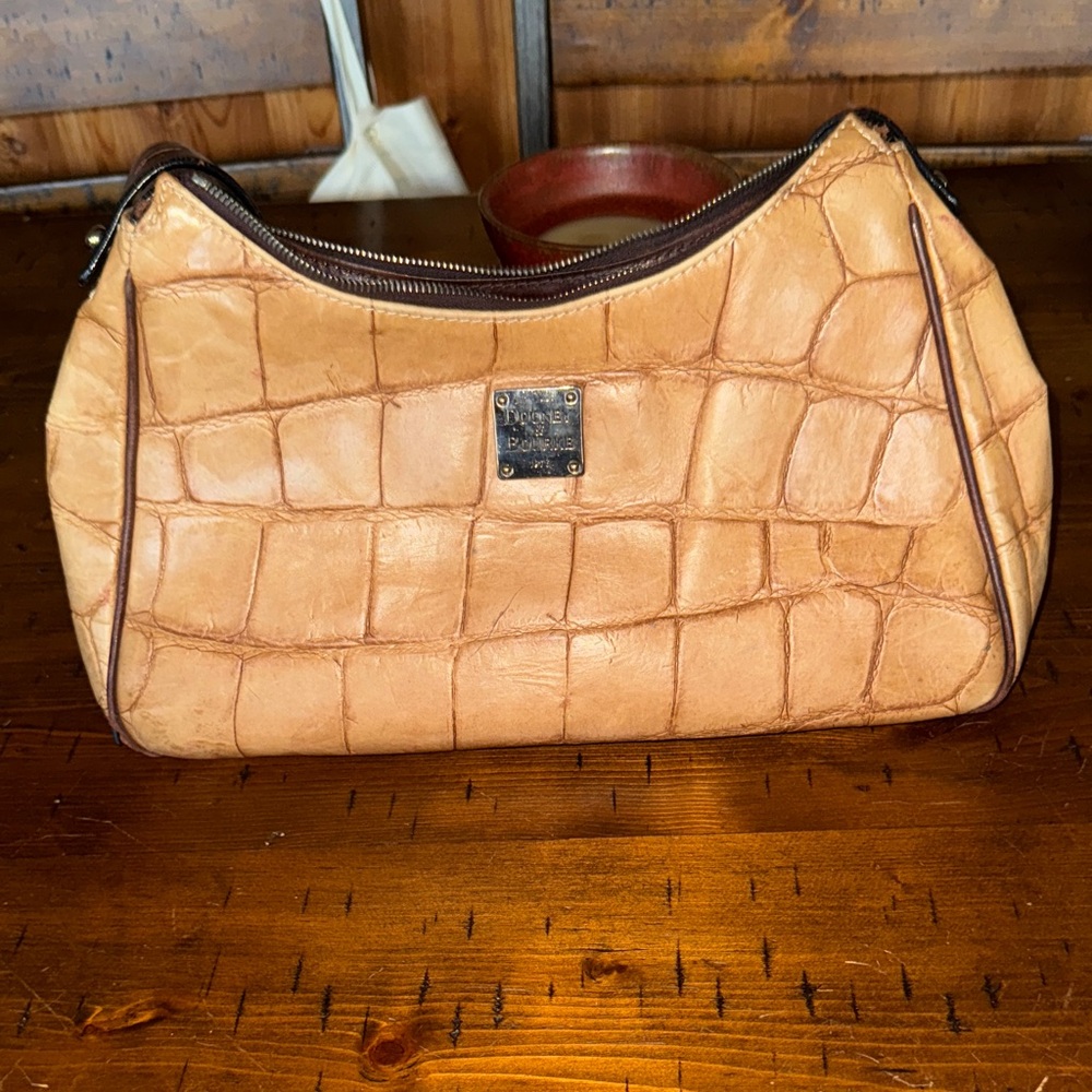 Tan Crocodile Pattern Women Bag Dooney and Bourke